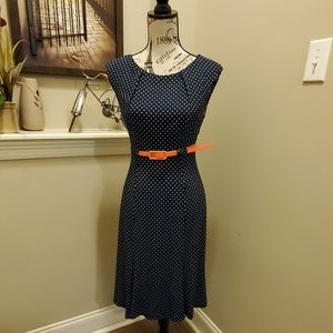 Navy blue and coral dress